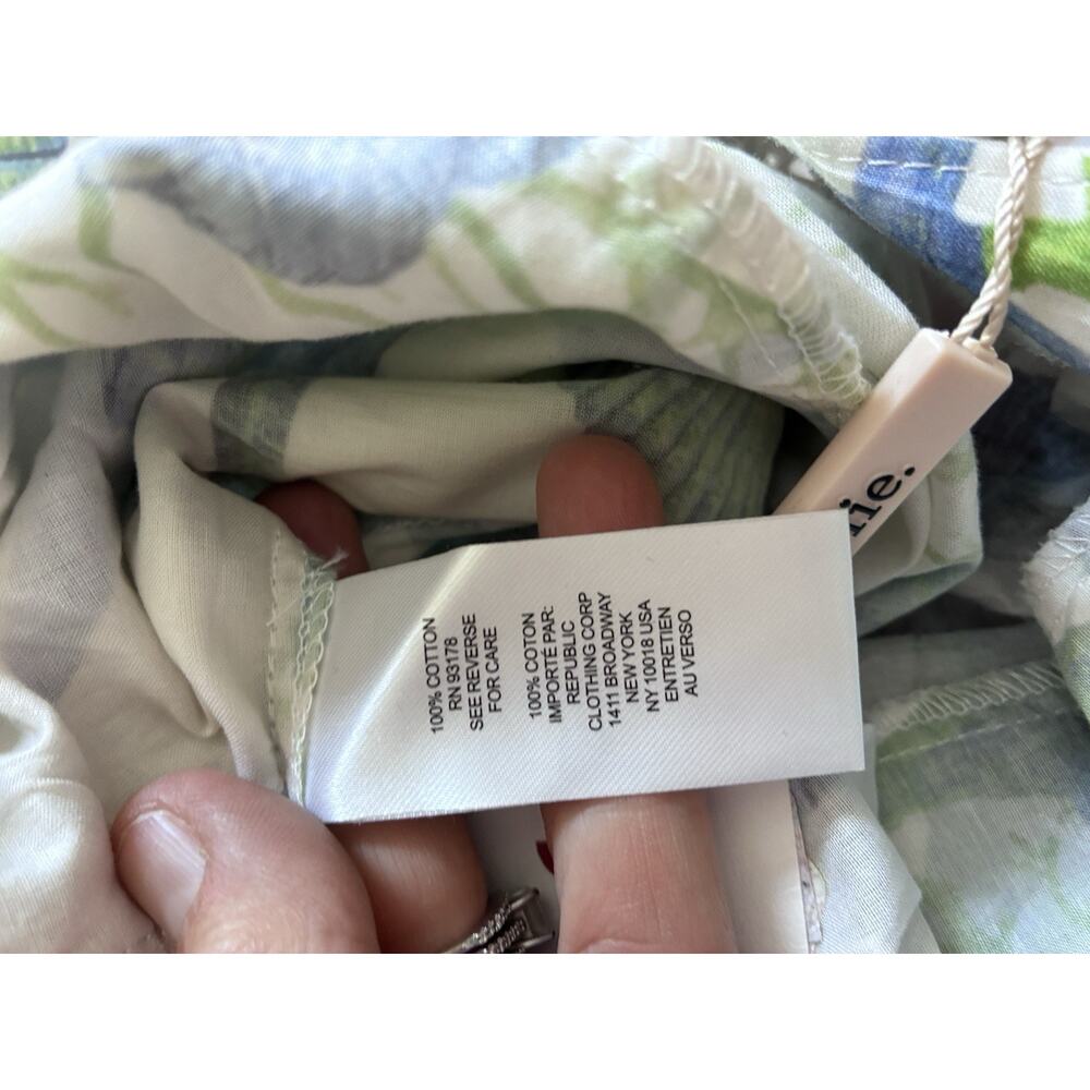 Elie Tahari Maxi Skirt A-Line size Small Sea Shells Cotton Pockets White Blue - Picture 6 of 9